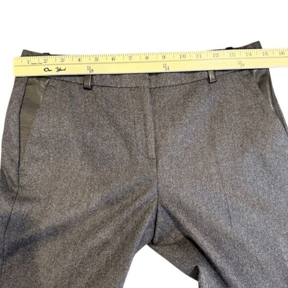 NWT The Kooples Wool & Lamb Leather Brushed Flannel Trousers Charcoal Size Small - Picture 11 of 14
